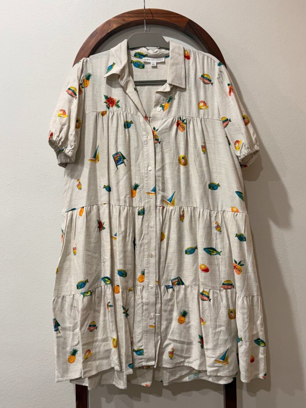 Jane + Delancey, tropical collared dress. Size L